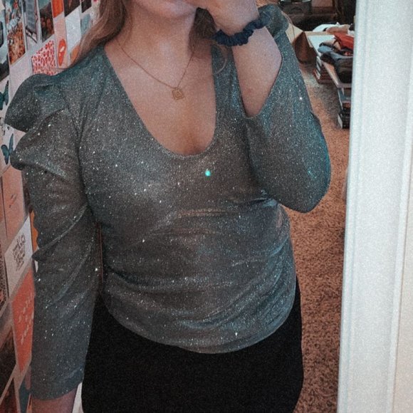 HYFVE Sparkle Puff Sleeve Top - Picture 1 of 2
